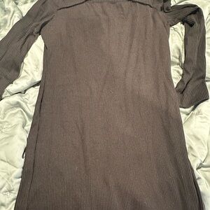 White Birch Black Midi Dress with Ribbed Texture